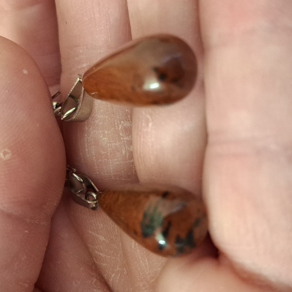 New Red Jasper Teardrop Earrings. - Picture 3 of 5